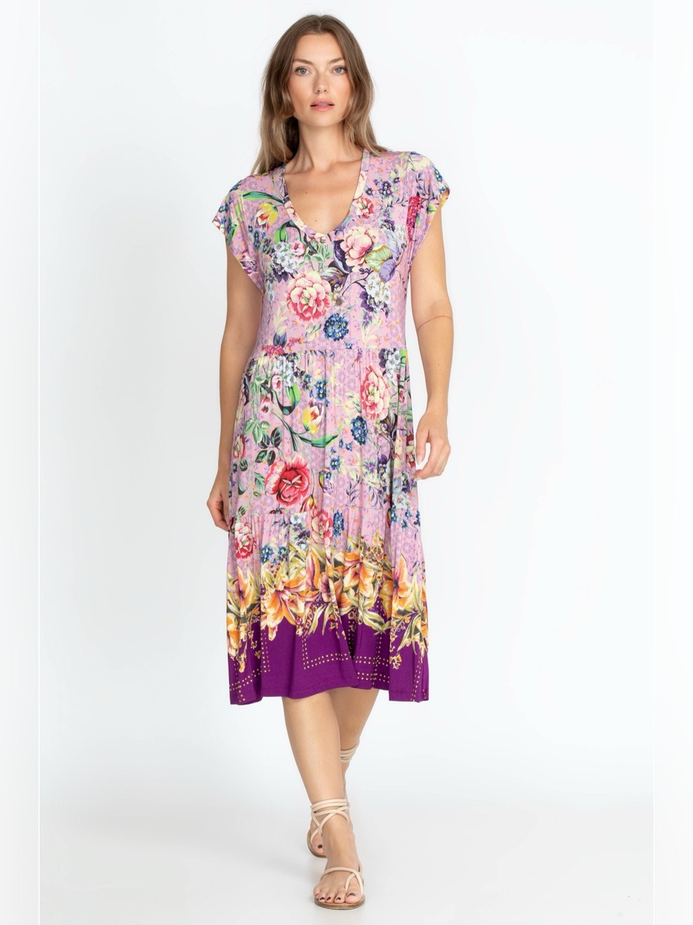 Johnny Was Topiary Tiered Tea Length Dress- NWOT Sz XL